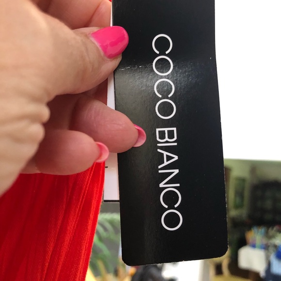 Strapless Red Bathing Suit Coverup ankle length with Elastic Top  Ruffle bottom - Picture 3 of 4